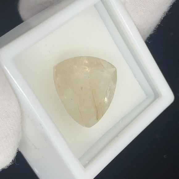Faceted Trillion Gold Rutilated Quartz - 10.75ct - JTV - ESTATE SALE FIND - Picture 7 of 8